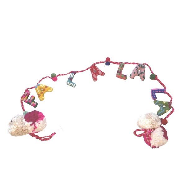 Anthropologie Holly Garland Stocking Pom Pom Christmas Holiday Decor New - Picture 6 of 12